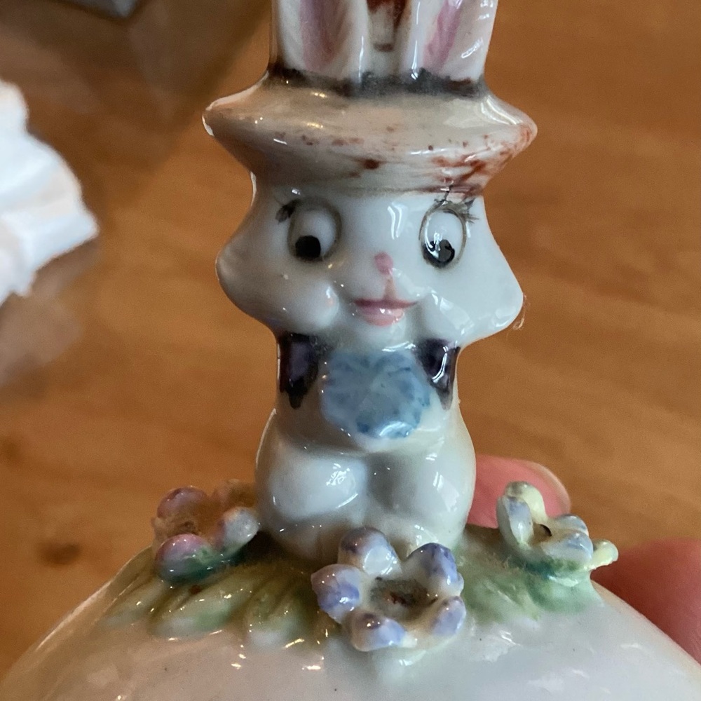 Vintage China Easter Bunny Trinket Egg